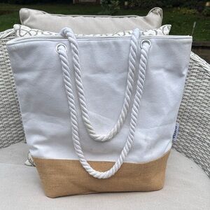AVEDA White and Tan Tote Bag